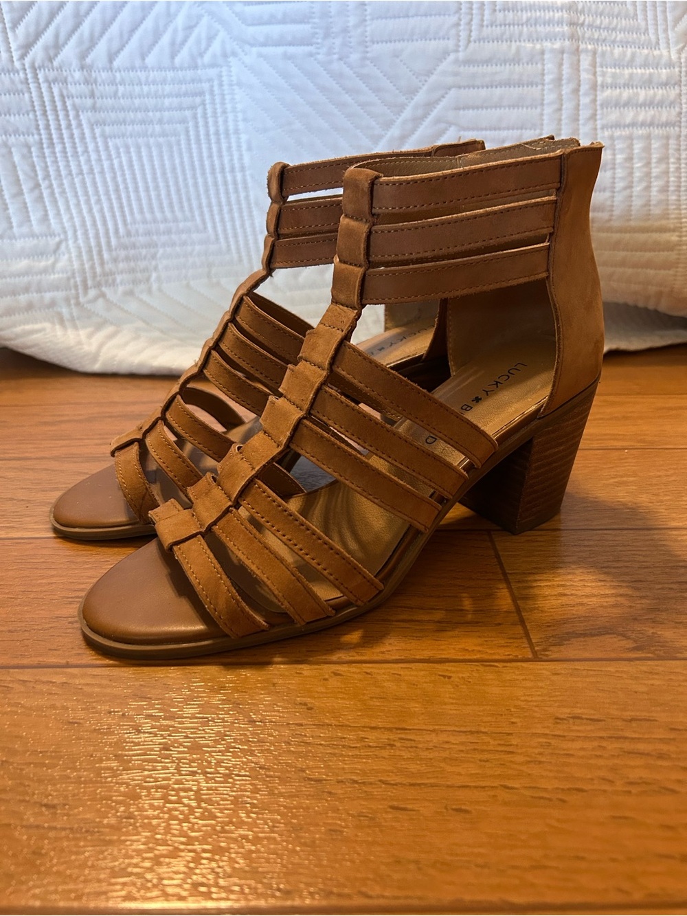 Lucky Brand Cutout Block-Heel Sandal in Brown